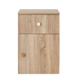 PORTO BEDSIDE TABLE - NATURAL OAK - SLIM - ROUND BRASS V164-ECS13STB06G