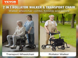 2 in 1 Rollator Walker & Transport Chair for Seniors, Folding Rolling Walker Wheelchair Combo & V952-EHYZXQCKJLQ8L86XDV0
