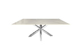 Miles Silver With White Marble Dining Table - 90cm x 180cm V292-DT-MLS-SILVERBASE-WHITEMARBLE
