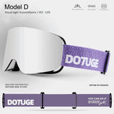DOTUGE DGZ-Z19XS Series Ski Goggles with Magnetic Quick-Change Lens, Double-Layer Anti-Fog UV400 HD V1341-ZY-YDZWJR6X-A