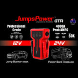 4000A Jump Starter 12V Powerbank 99900mWh 24V Pro Car Battery Charger LED GTR V274-VE-JP-JS-GTR