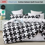 Ardor 250TC Emerson Geometric Cotton Sateen Quilt Cover Set King V442-INT-QUILTCS-250TCEMERSON-BLACK-KI