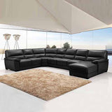 Lounge Set Luxurious 7 Seater Bonded Leather Corner Sofa Living Room Couch in Black with Chaise V43-SOF-HUG-BL