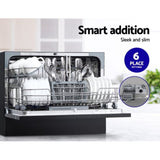 Devanti 6 Place Settings Benchtop Dishwasher Black BDW-6-02I-BK