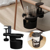 Clamp On Under Desk Cup Holder 180&deg Rotatable Adjustable Height Anti Spill Water Bottle Coffee Mug V1369-AZ3-W-14701