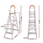 Giantz 6 Step Ladder Multi-Purpose Folding Aluminium Light Weight Non Slip Platform LD-H-ALU-6STEP-OS