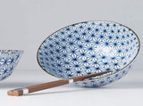 Bowl Set 2pcs with Chopsticks Starburst Blue Design V637-RW0003