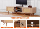 Rattan TV Stand, Mid Century Modern TV Stand for 65 inch TV, Boho Rattan TV Cabinet with Build-in V952-TBDSJ55YCXMS61WF0V3