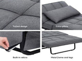 Artiss Sofa Bed Lounge Convertible Ottoman 1 Seater Couch Recliner Linen Grey SBED-E-FA-03-GY