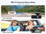 4K 3 Channel Dash Cam with 5G WiFi, Front, Rear, and Inside Recording, Free 64GB SD Card LSB-59117