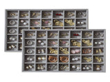 Large Velvet Jewelry Tray Display Drawer Inserts 2 Pack Stackable Jewelry Organizer for Earring V1107-107-05507-GRY-35GRIDS