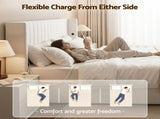 Artiss Double Bed Frame with Gaslift Storage USB Type-C Charging Ports Velvet Upholstery White BFRAME-G-RITA-D-WH-ABC