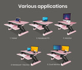 Fortia Desk Riser 90cm Wide Adjustable Sit to Stand for Dual Monitor, Keyboard, Laptop, Pink V219-FURDTDFORA9PK