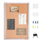 VEVOR 36"x24" Enclosed Cork Board with Aluminum Frame Lockable Bulletin Board V952-RMB36X24WLBKUYH3DV0