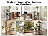 Artiss 5-Tier Plant Stand Indoor Outdoor, Metal & Wood Pot Plant Shelf, Tall Display Rack for PS-5T-WOOD-DW
