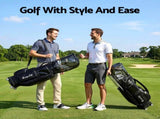 Everfit Golf Cart Bag Rolling Buggy Club Organiser Synthetic Leather Black GOLF-B-BAG-CART-BK
