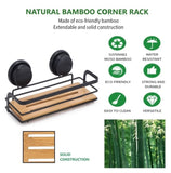 2 Pack Rectangular Bamboo Corner Shower Caddy Shelf Basket Rack with Premium Vacuum Suction Cup V178-36026