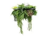 Black Framed Roof Hanging Disc With Tropical Foliage Mix and Draping Stems 60cm UV Resistant V637-DP80103