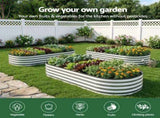Green Fingers Raised Garden Bed Galvanised Oval Metal Planter Box Large Outdoor 120x60x30cm Silver GB-OVAL-1206030-SL
