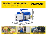 3CFM 84 L/M 1-Stage, Refrigerant Vacuum Pump Refrigeration Gauges A/C Air Conditioning 1440 RPM 1/4 V952-3CFM1-4HPZKBZJ001V3