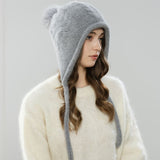 Women'S Winter Hat Hooded Knit Hat Pom-Pom Hat Warm Winter Accessory Australian - Khaki - Size L V1347-DSZ-001-123-KHK-L
