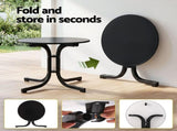 Gardeon Outdoor Side Table 80cm Folding Steel Round Bistro Desk Cafe Patio Furniture Black ODF-TB-STFD-BK