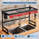 85cm Dish Drying Rack Drainer Over Sink Steel Cup Cutlery Organizer 2 Tier V63-839371