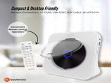 Tooleroo USB Rechargeable Desktop CD Player Speaker Bluetooth Portable White V238-SUPDZ-41115085340752