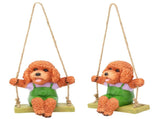 Swing Animal Hanging Teddy Dog Cartoon Garden Decoration Pendant Style Resin Statue CraftsBrown V1294-YM0901-3111210157611