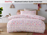 Happy Kids Swifty Washed Quilt Cover Set Double V442-HIN-QUILTCS-SWIFTY-PINK-DS