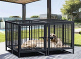 Giant Dog Cage Indoor Outdoor Super-Hard Metal Kennel Pet Playpen W Tray & Divider V767-P-XL139-A-G1