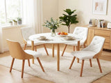 Artiss Dining Table and Chairs Set 5PCS Round 4 PU Leather Seater Dining Set White DSET-TAB01-2004PU-WHX4