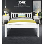 Artiss Bed Frame King Single Size Wooden White SOFIE WBED-D-001KS-WH