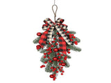 Xmas Teardrop Swags Winter Rustic Artificial Hanging Garland Greenery with Pine Cones Bow Red V1294-YM0901-240926HL06-1