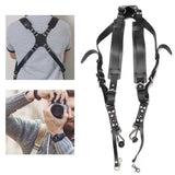 Camera Strap Leather Double Shoulder Harness Strap Photography Accessories for DSLR CamerasBlack V1294-YM0901-3117200124011