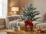 Christabelle 45cm 1.5ft Snowy Potted Christmas Tree Decorations Gift Pack Hessian Red Gold Baub 112_HZ702