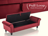 Storage Ottoman Stool Arm Bench Seat 132cm Velvet RED V274-FT-GQ298-RD