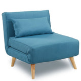 Sarantino Adjustable Corner Sofa 1 Seater Lounge Linen Bed Seat - Blue SOFA-M13-LNN-BLU