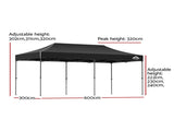Instahut Gazebo Pop Up Marquee 3x6m Folding Tent Wedding Outdoor Camping Canopy Gazebos Shade Black GAZEBO-T-3X6-F-BK