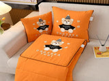 Orange Cap Bear 2-in-1 Foldable Car Pillow - Cozy 40x40cm Pillow, Unfolds to 100x150cm V888-ELOSUNG33211