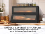 CARLA HOME Double Layer Bamboo Bread Box for Kitchen Counter - Large Capacity Bread Storage LSB-36199