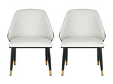Artiss Dining Chairs Set of 2 Leather Seat Beige and Black UPHO-C-DIN-01-PU-WHX2