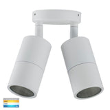 Tivah 2 x 5W 240V GU10 LED Tri-Colour Double Adjustable Wall Pillar Light, White V1202-V1-HVLHV1337GU10T