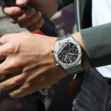 Waterproof Business Quartz Watch In Black Steel-Blue - Multifunctional PRL-5073233060DBT