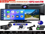 4K 10.26" Touch Dash Camera Cam Dual Car Recorder for CarPlay Android Auto V201-QUEW13147290