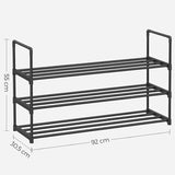 SONGMICS 3-Shelf Metal Shoe Rack Entryway Black V227-8498402111990