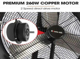 BAUMR-AG 24" 610mm 260W Industrial Mobile Floor Drum Fan, Tilting, Large, Commercial, Heavy-duty V219-SPCAIRBM24DA