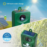 Ultrasonic Animal Repeller. Solar Animal Repellent. with Flashing LED Light and Alarm to expel Cats, V1192-AZ-W-11137