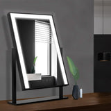 Embellir Makeup Mirror 25x30cm Hollywood Vanity with LED Light Rotation Black MM-STAND-2530LED-BK
