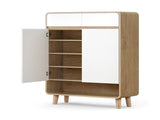Artiss Shoe Rack Cabinet 20 Pairs Storage Cupboard Pine&White FUR-Y-SHOE80-WHWD-AB